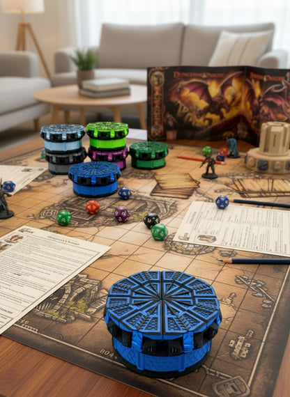 Mechanical Tilting Doors Dice Box | 3D Printed 7-Dice Dramatic Vault
