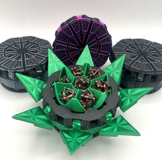 Tilting Doors Dice Set Box: 3D Printed 7-Dice Holder