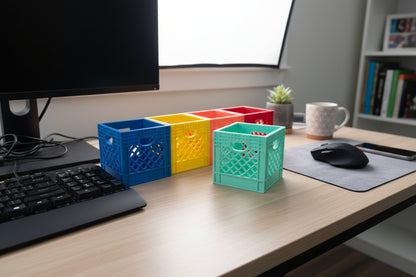 Mini Crate 3x3x3 Storage Box | 3D Printed Compact Desk Organizer