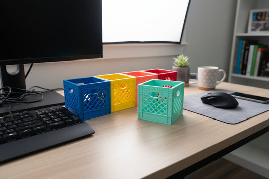 Mini Crate 3x3x3 – 3D Printed Storage Box | Compact Desk Organizer for Jewelry, Crafts, Electronics & Tiny Treasures