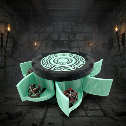 Celtic Stackable Mechanical 7-Door Dice Box | 3D Printed D&D Vault