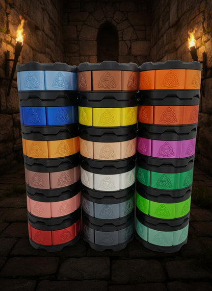 Celtic Stackable Mechanical 7-Door Dice Box | 3D Printed D&D Vault