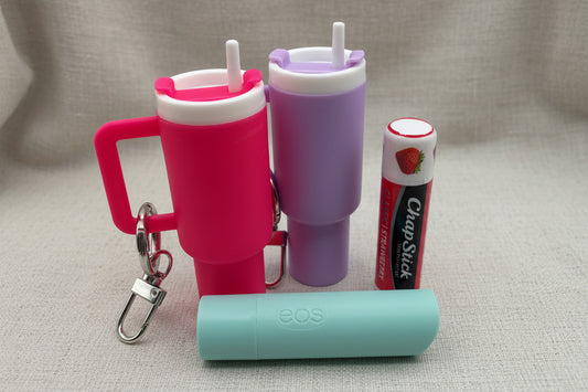 Mini Chapstick Tumbler Holder Keychain | 3D Printed Lip Balm Holder