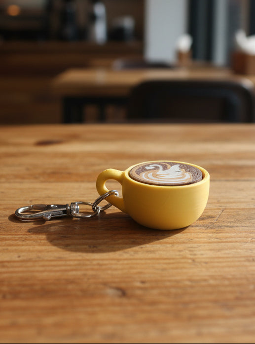 Latte Fidget Clicker KEYCHAIN – Coffee | Espresso Clicker in 3 Styles Heart, Swan, and Tulips