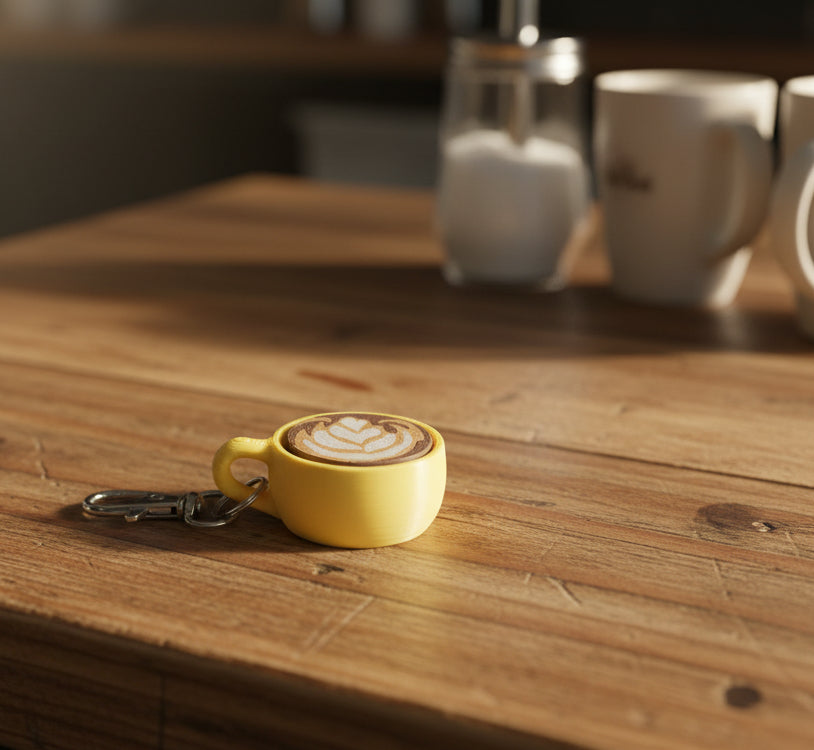 Latte Fidget Clicker KEYCHAIN – Coffee | Espresso Clicker in 3 Styles Heart, Swan, and Tulips