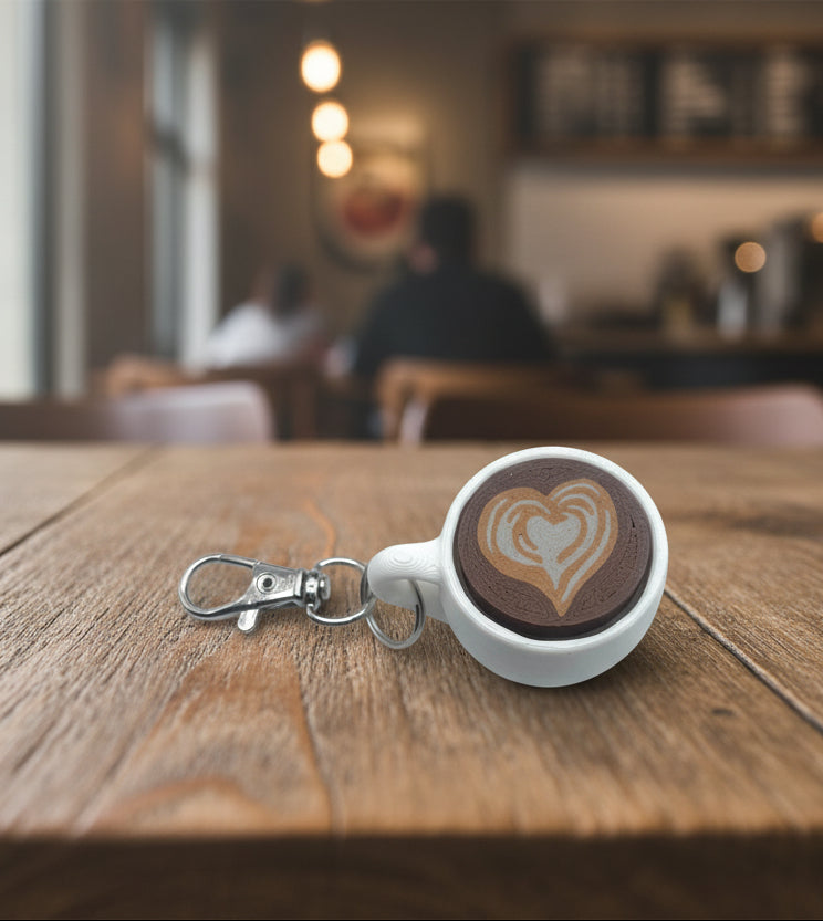 Latte Fidget Clicker KEYCHAIN – Coffee | Espresso Clicker in 3 Styles Heart, Swan, and Tulips