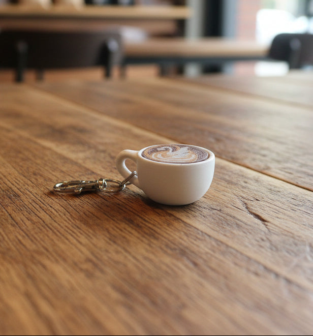 Latte Fidget Clicker KEYCHAIN – Coffee | Espresso Clicker in 3 Styles Heart, Swan, and Tulips