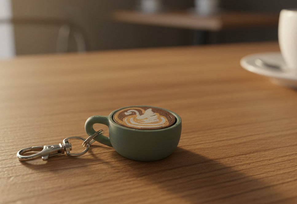 Latte Fidget Clicker KEYCHAIN – Coffee | Espresso Clicker in 3 Styles Heart, Swan, and Tulips
