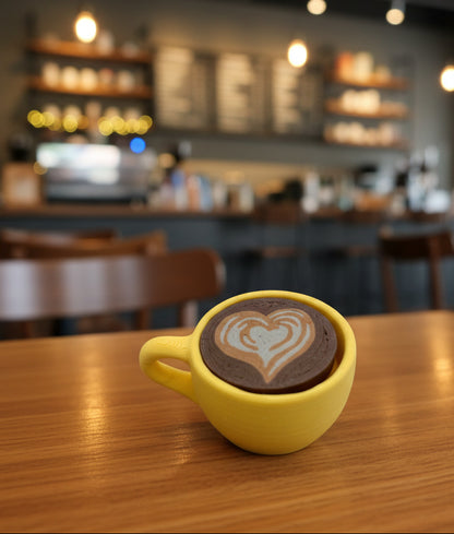 Latte Art Fidget Clicker – Realistic Coffee Cup Toy, Desk Accessory