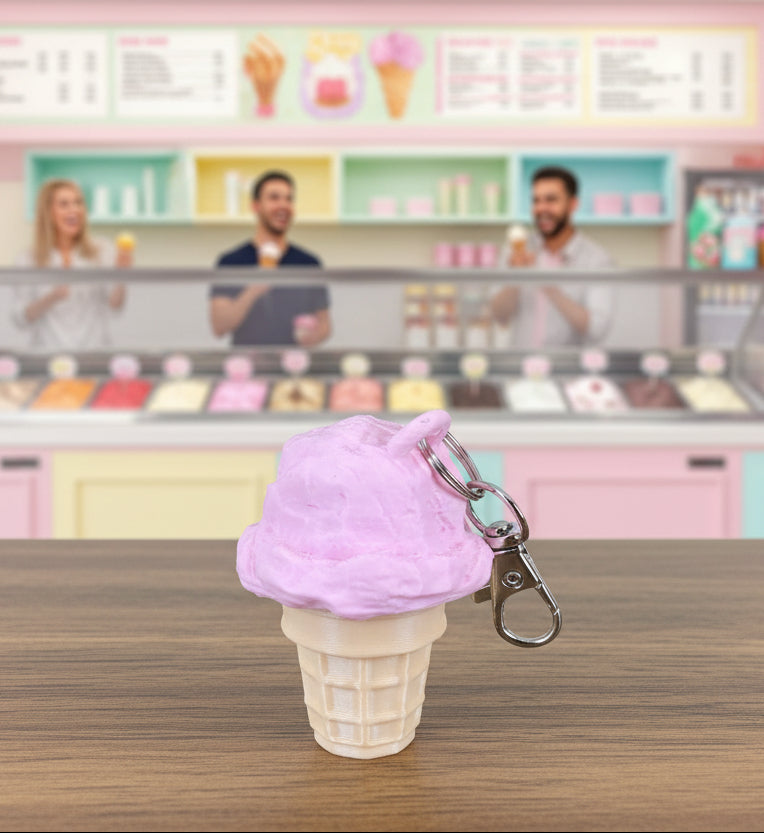 Ice Cream Fidget Clicker Keychain | 3D Printed Cone Sensory Toy