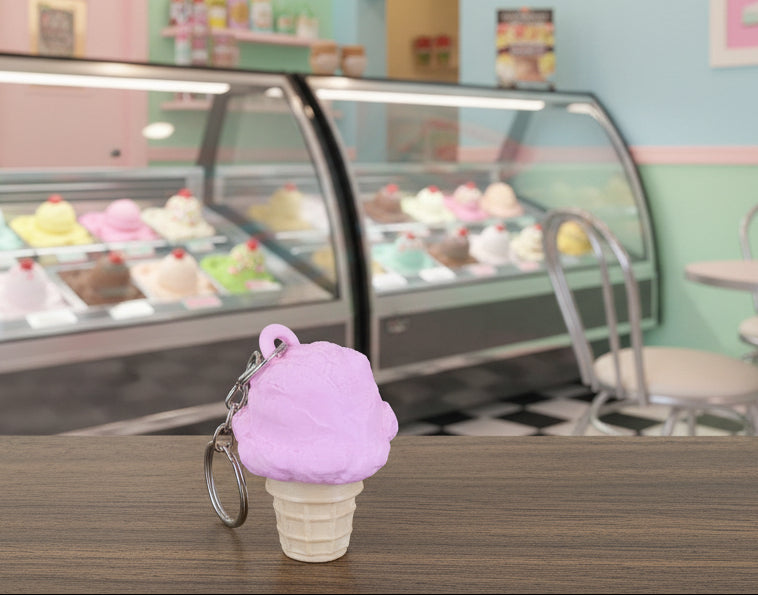 Ice Cream Fidget Clicker Keychain | 3D Printed Cone Sensory Toy