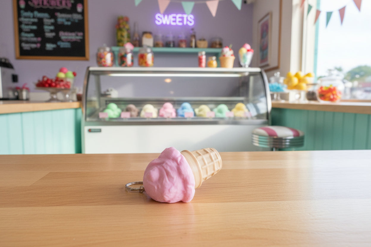 Ice Cream Fidget Clicker Keychain | 3D Printed Cone Sensory Toy