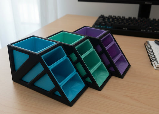 Nexus PRO Desk Organizer - Angled Multi-Compartment Office Supply Holder with Colorful Flexible Liners - Modern Office Supply Storage (Black Frame + Vibrant Inserts)