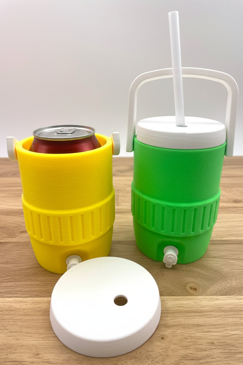 Mini Cooler Can Holder fits standard 12 ounce soda can, includes Reusable Straw