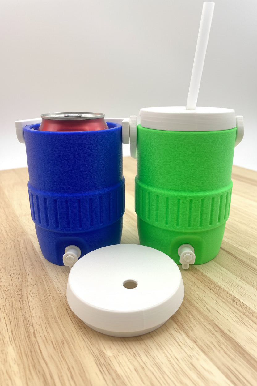 Mini Cooler Can Holder fits standard 12 ounce soda can, includes Reusable Straw