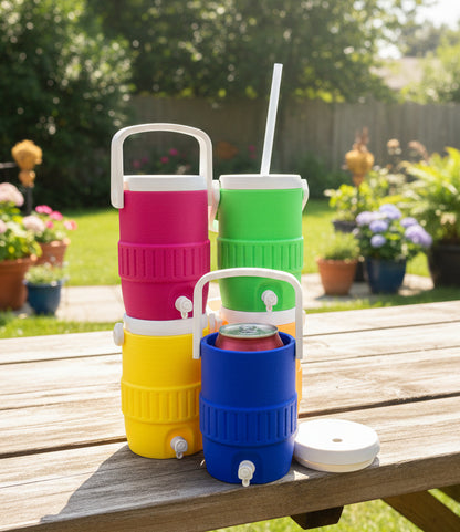 Mini Cooler Can Holder fits standard 12 ounce soda can, includes Reusable Straw
