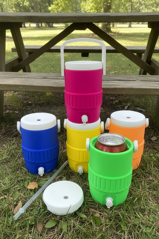 Mini Cooler Can Holder fits standard 12 ounce soda can, includes Reusable Straw