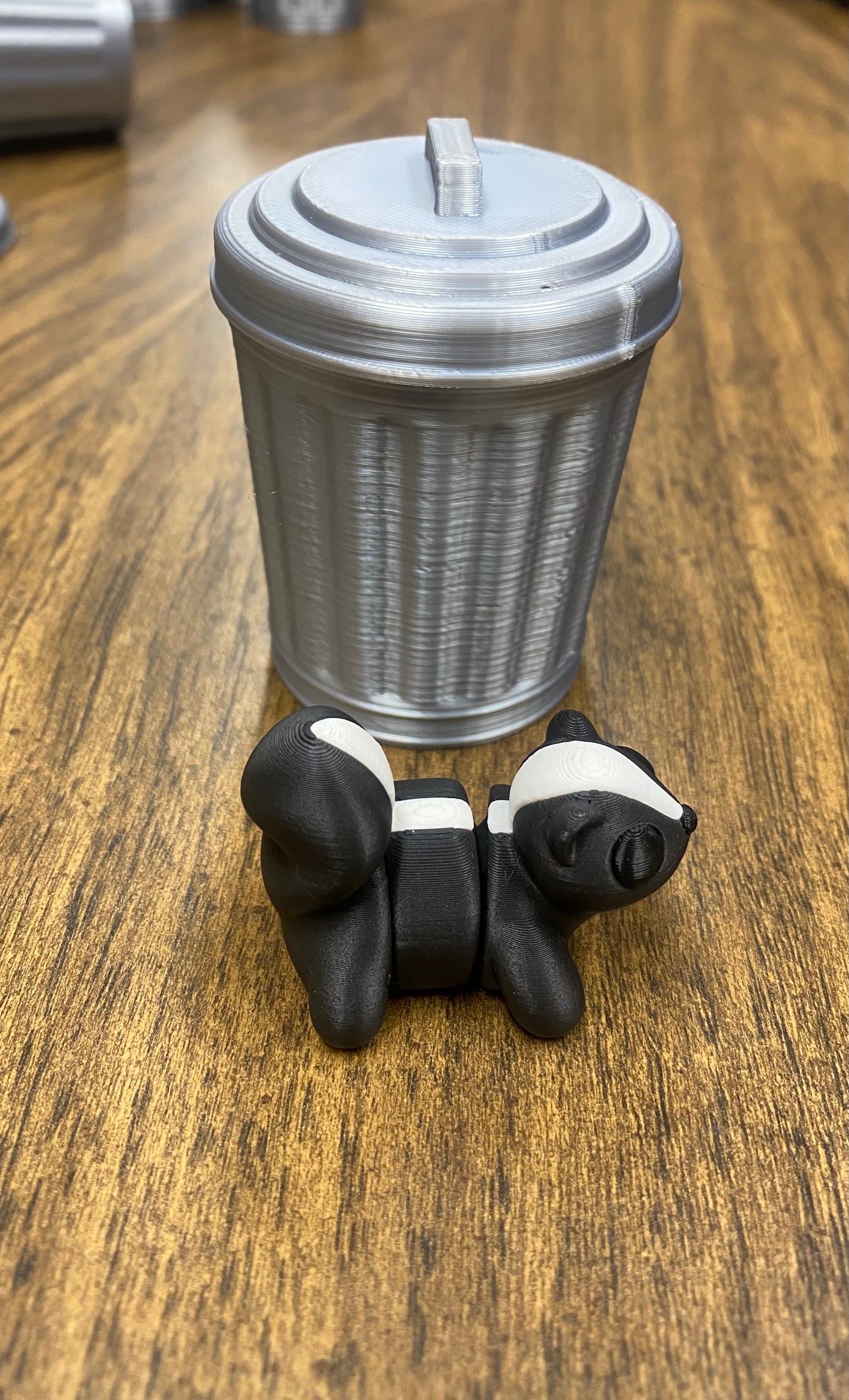 Trash Animals 3D Printed Opossum, Skunk & Raccoon Trash Can Figurines | Cute Garbage Can Animal Desk Decor