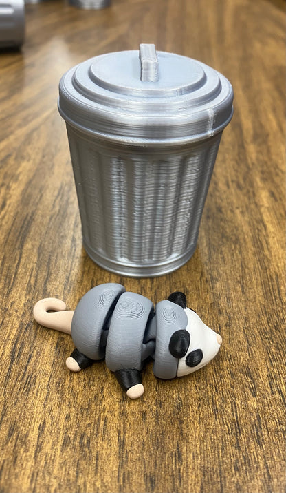 Trash Animals 3D Printed Opossum, Skunk & Raccoon Trash Can Figurines | Cute Garbage Can Animal Desk Decor