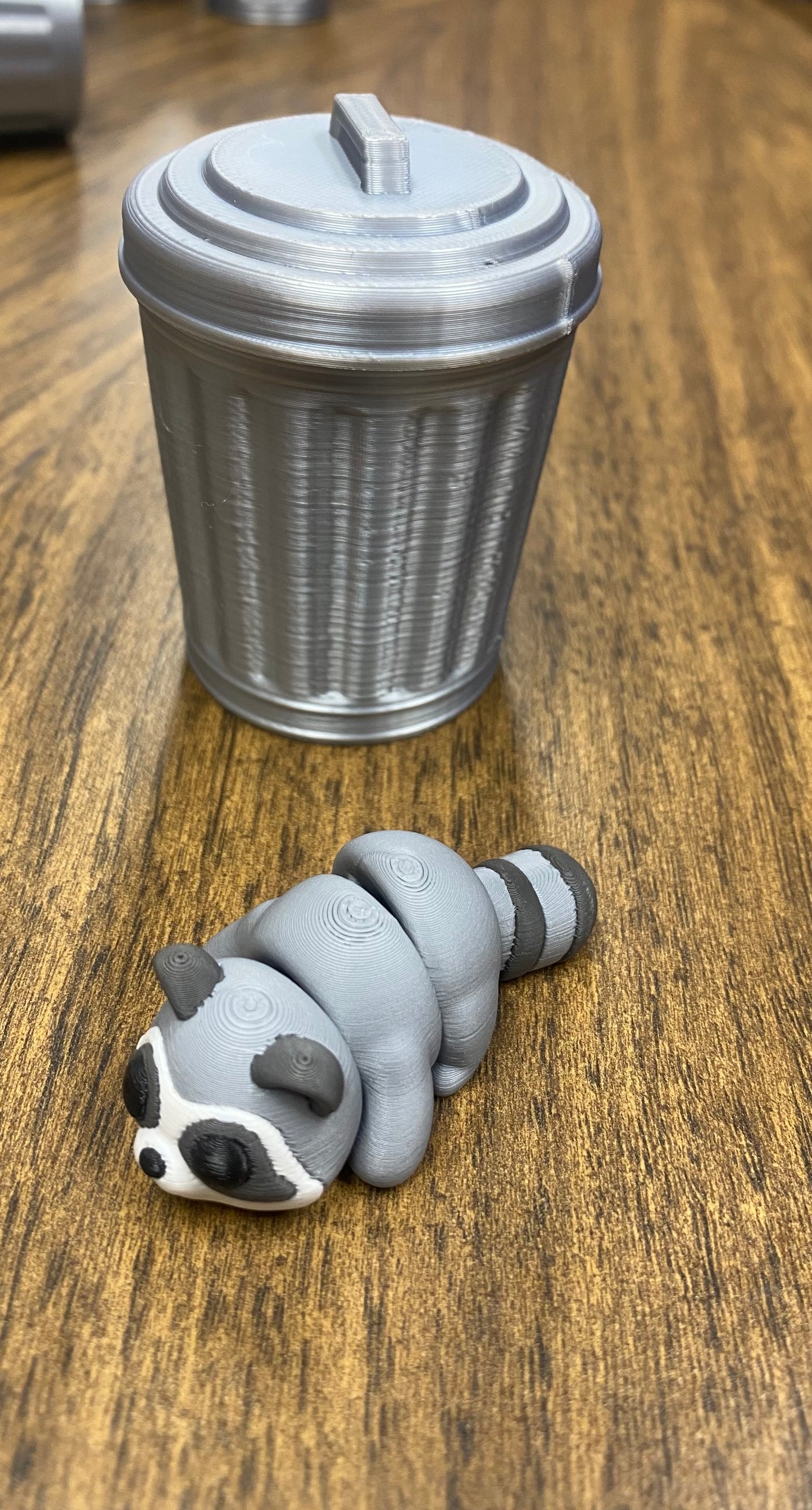 Trash Animals 3D Printed Opossum, Skunk & Raccoon Trash Can Figurines | Cute Garbage Can Animal Desk Decor