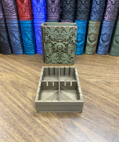 Warlock Reforged Tome DnD Dice Storage Tray | 3D Printed Book Box