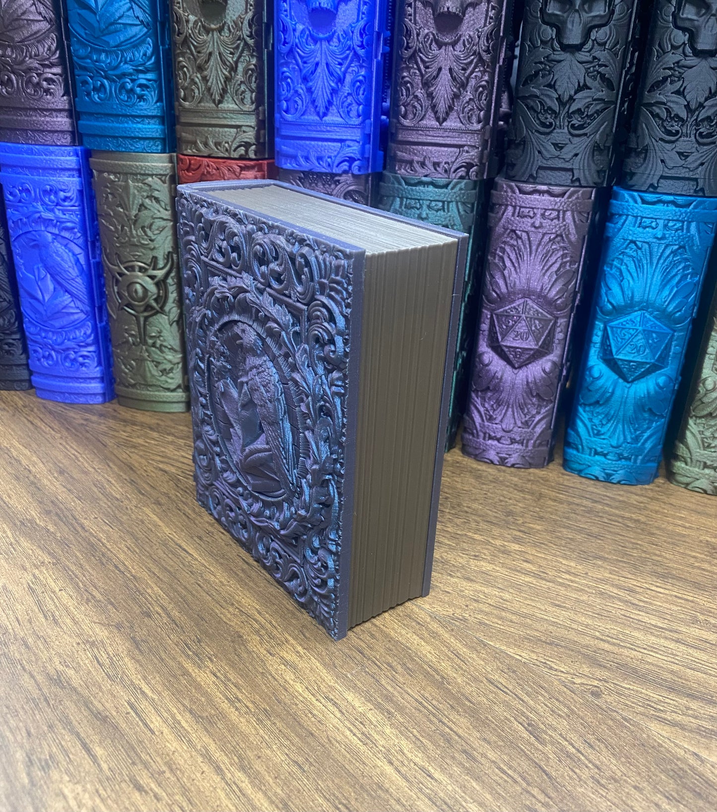 Raven Nevermore Reforged Tome DnD Dice Storage Tray | 3D Printed Book Box