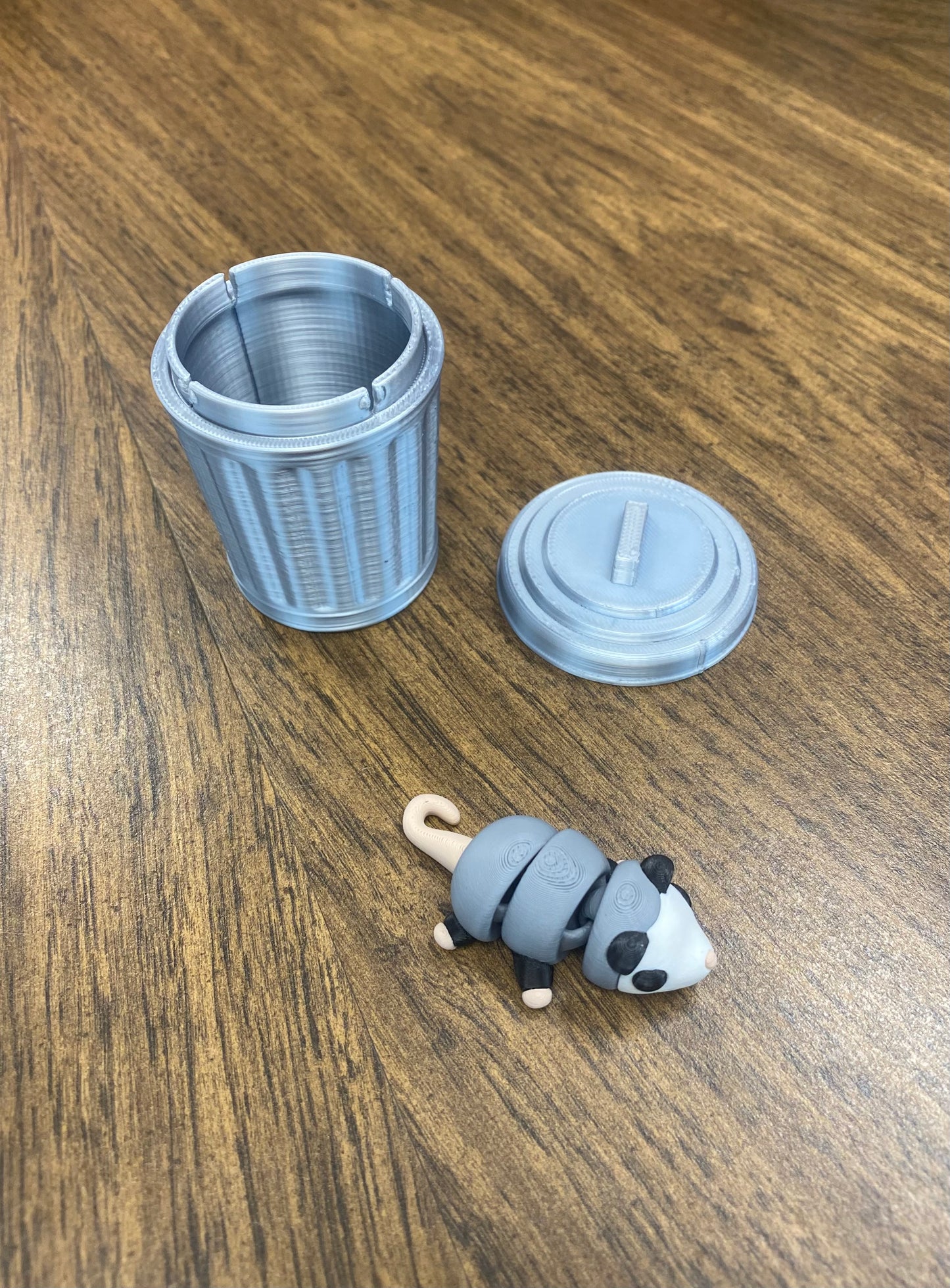 Trash Animals 3D Printed Opossum, Skunk & Raccoon Trash Can Figurines | Cute Garbage Can Animal Desk Decor