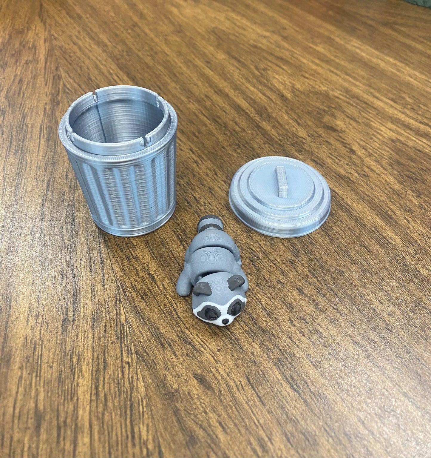Trash Animals 3D Printed Opossum, Skunk & Raccoon Trash Can Figurines | Cute Garbage Can Animal Desk Decor