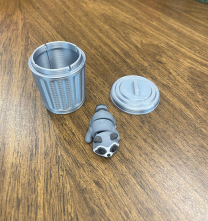 Trash Animals 3D Printed Opossum, Skunk & Raccoon Trash Can Figurines | Cute Garbage Can Animal Desk Decor