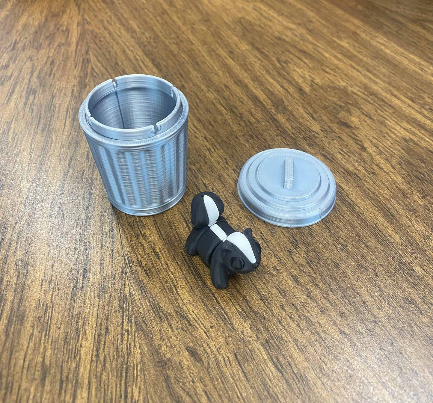 Trash Animals 3D Printed Opossum, Skunk & Raccoon Trash Can Figurines | Cute Garbage Can Animal Desk Decor