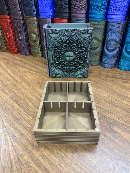 Monk Reforged Tome DnD Dice Storage Tray | 3D Printed Book Box