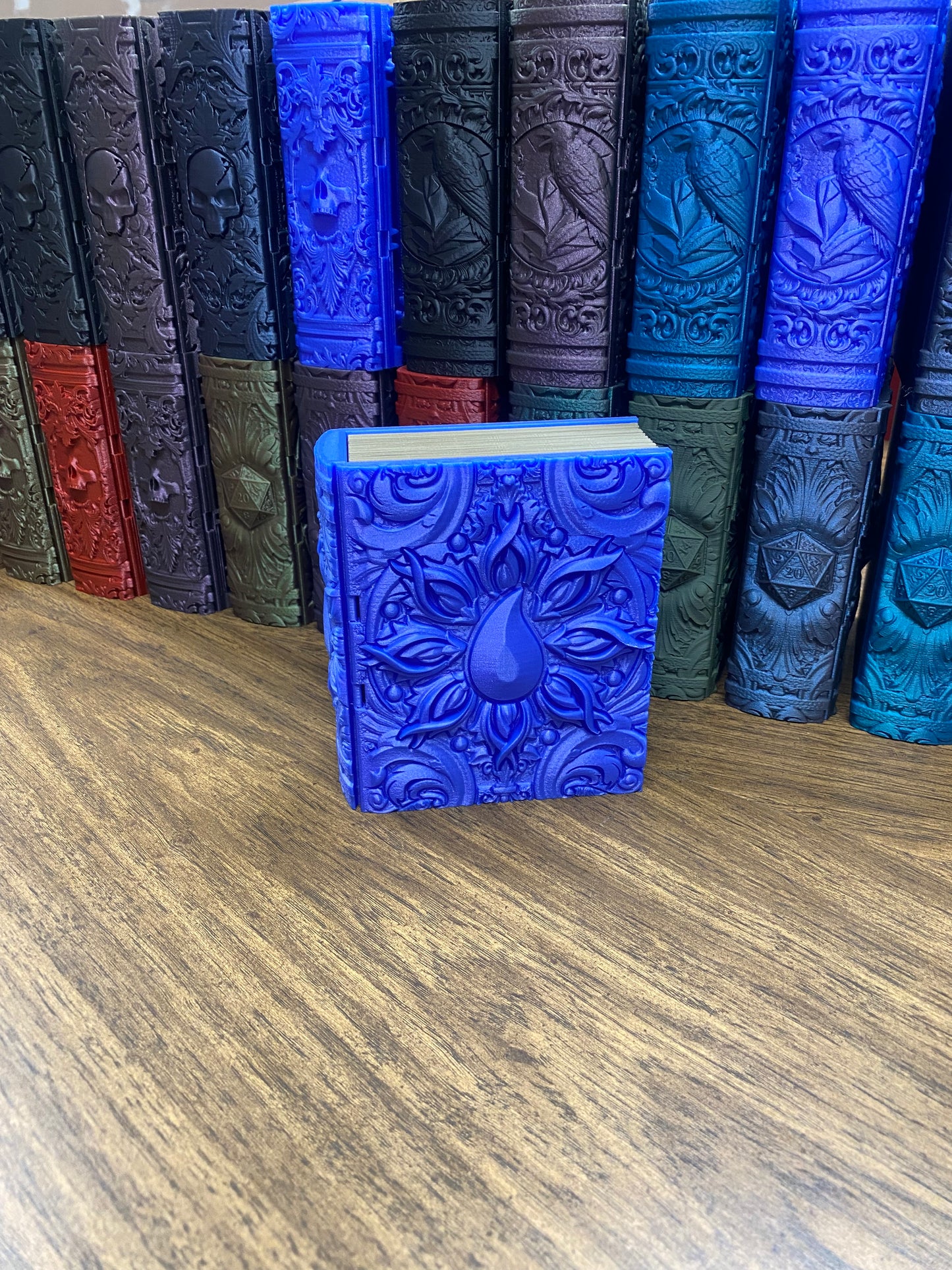 Water Magic Reforged Tome DnD Dice Storage Tray | 3D Printed Book Box