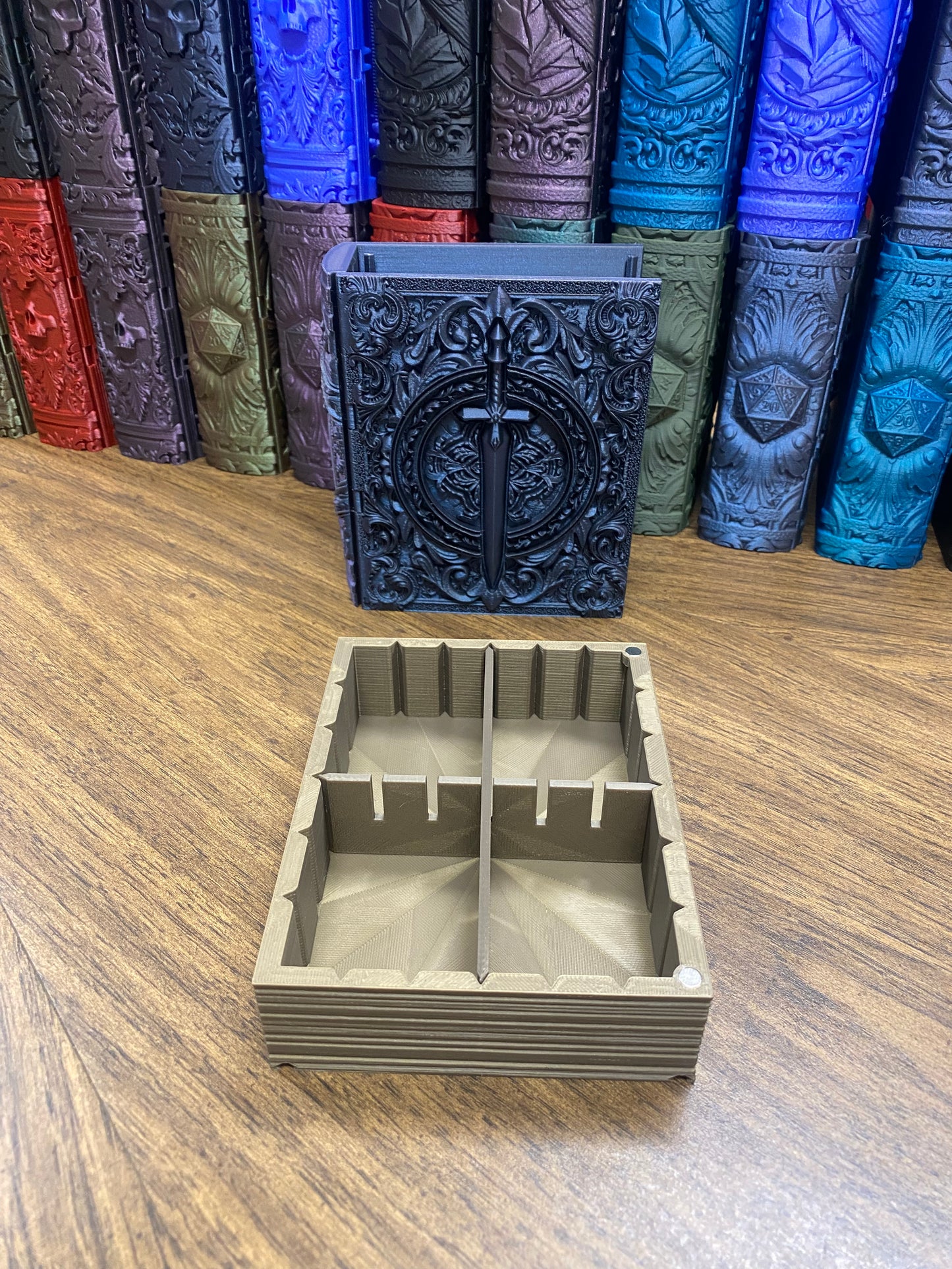 Fighter Reforged Tome DnD Dice Storage Tray | 3D Printed Book Box