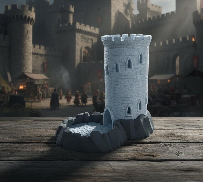 Castle Dice Tower with Rock Tray | 3D Printed D&D Dice Roller