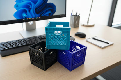 Mini Crate 3x3x3 Storage Box | 3D Printed Compact Desk Organizer