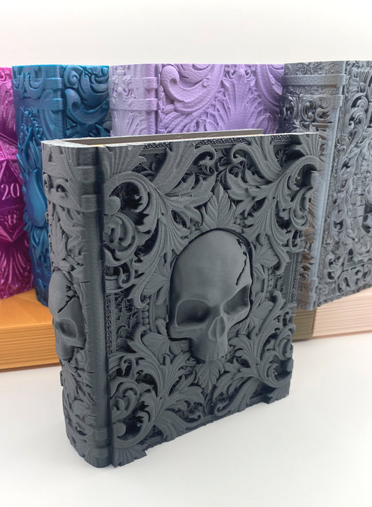 Death Magic Tome Storage and Tray - Perfect for Dice, Cards, Tokens, and Mini Dice for MTG DND or other RPG Games