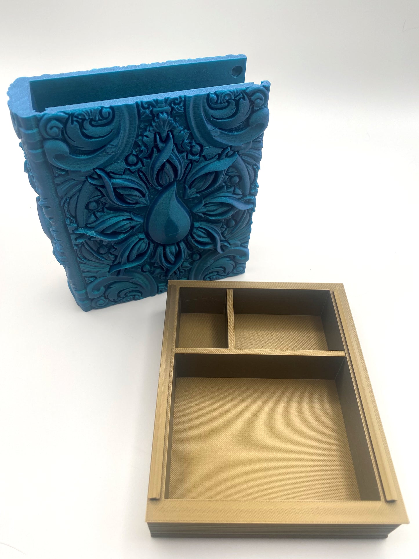 Water Magic Tome Storage and Tray - Perfect for Dice, Cards, Tokens, and Mini Dice for MTG DND or other RPG Games