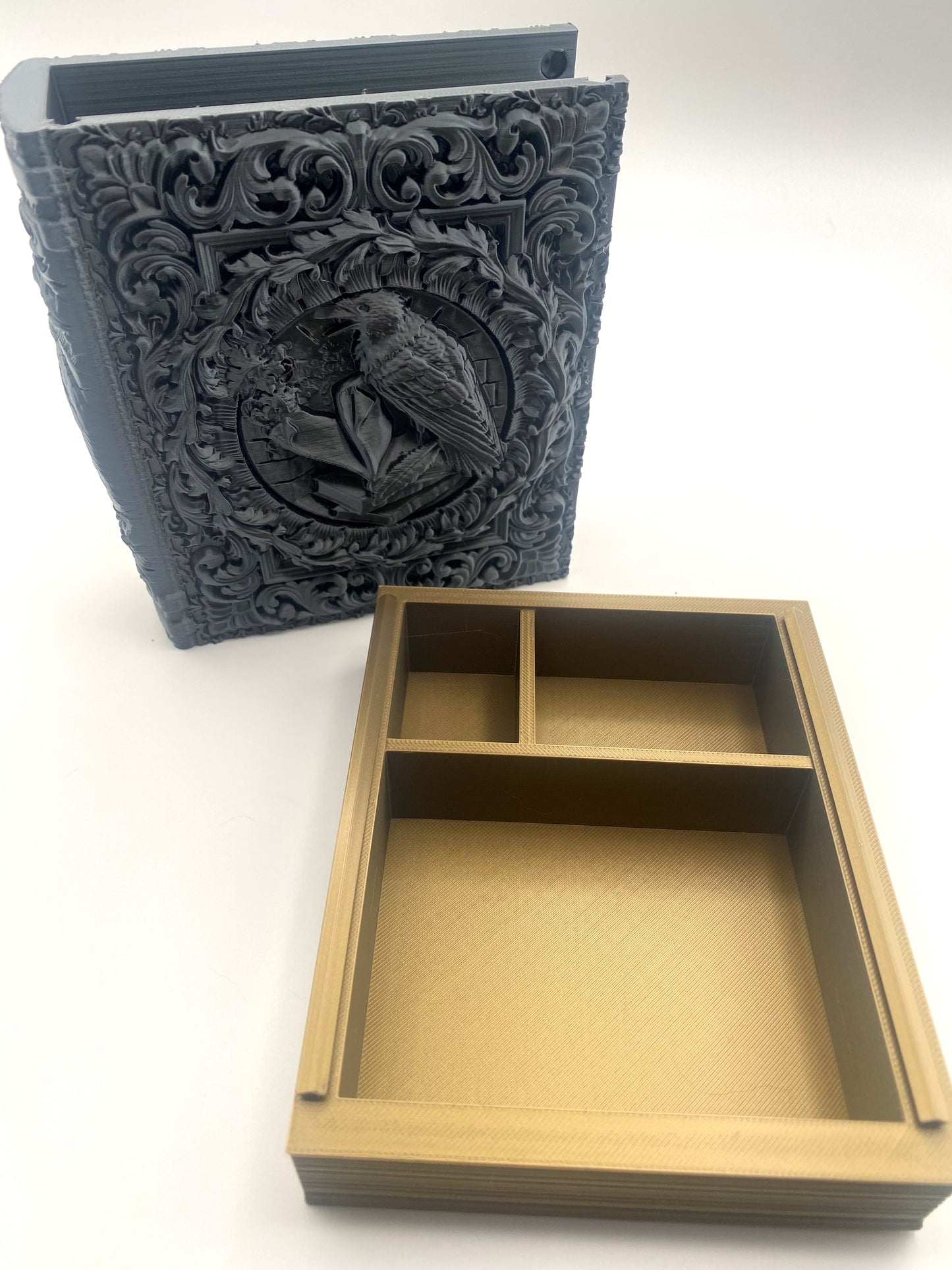 Raven Nevermore Tome Storage and Tray - Perfect for Dice, Cards, Tokens, and Mini Dice for MTG DND or other RPG Games