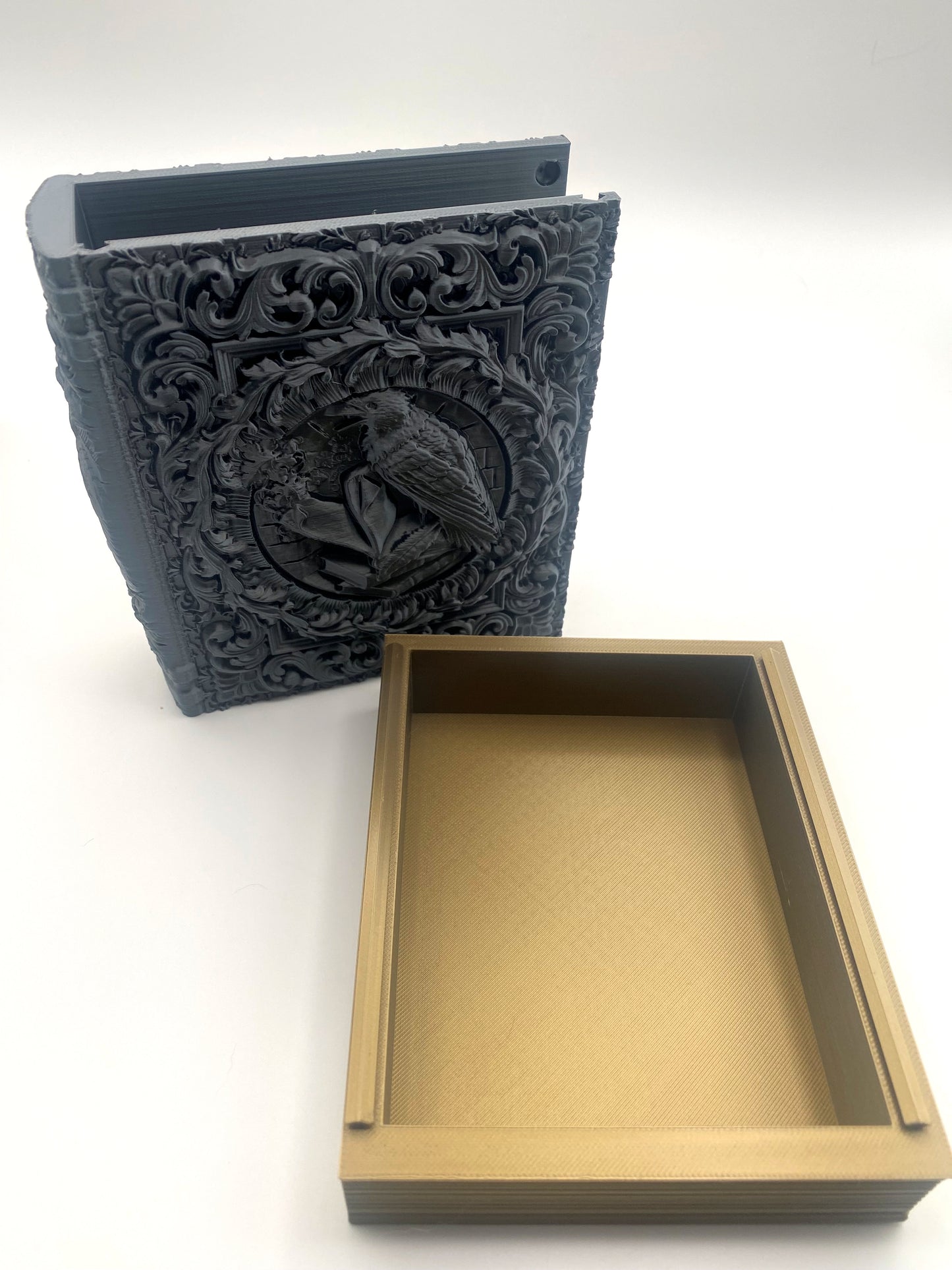 Raven Nevermore Tome Storage and Tray - Perfect for Dice, Cards, Tokens, and Mini Dice for MTG DND or other RPG Games