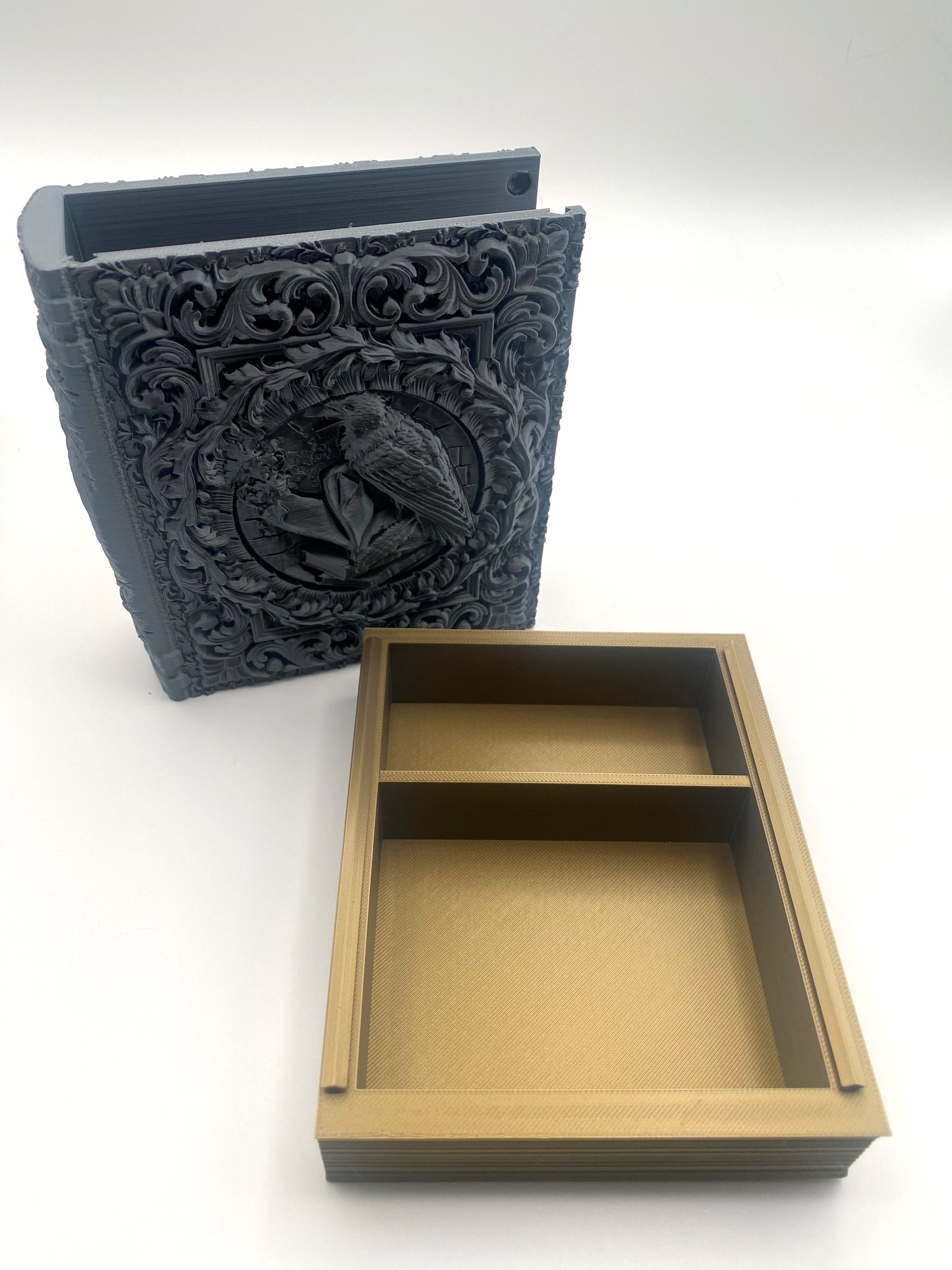 Raven Nevermore Tome Storage and Tray - Perfect for Dice, Cards, Tokens, and Mini Dice for MTG DND or other RPG Games