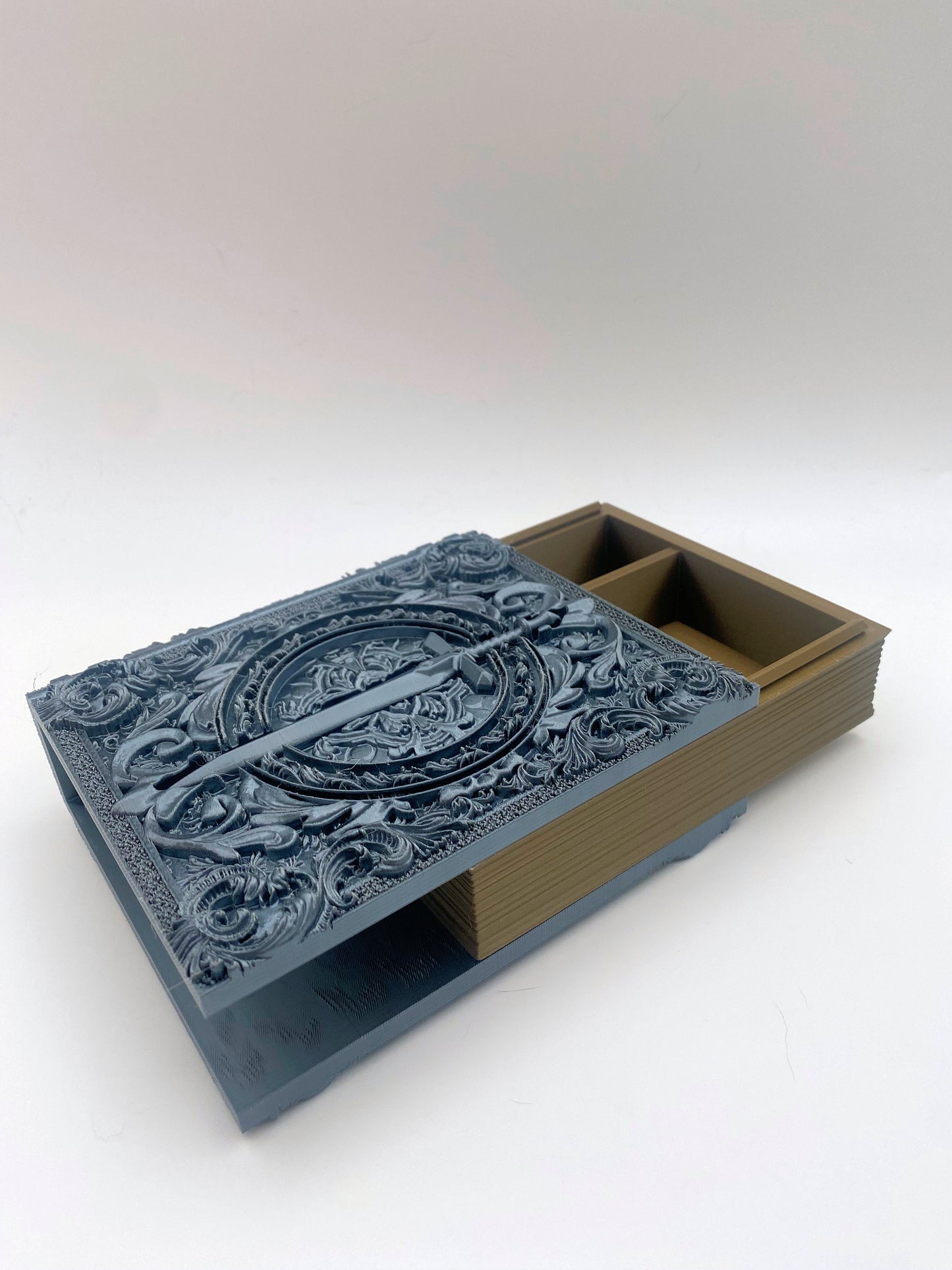 Fighter Tome Storage and Tray - Perfect for Dice, Cards, Tokens, and Mini Dice for MTG DND or other RPG Games