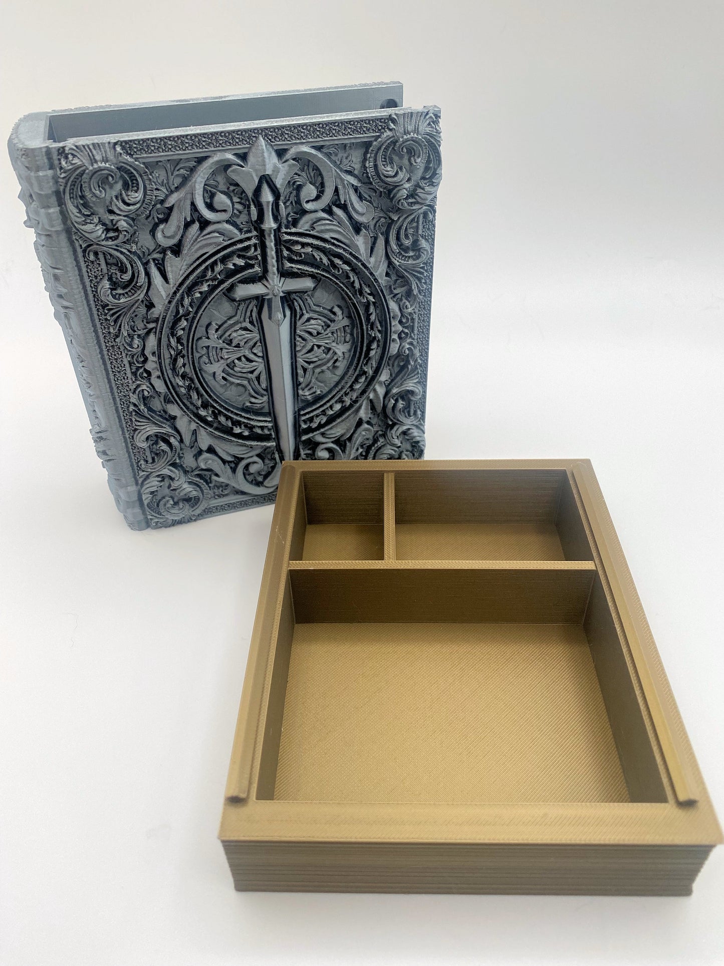 Fighter Tome Storage and Tray - Perfect for Dice, Cards, Tokens, and Mini Dice for MTG DND or other RPG Games