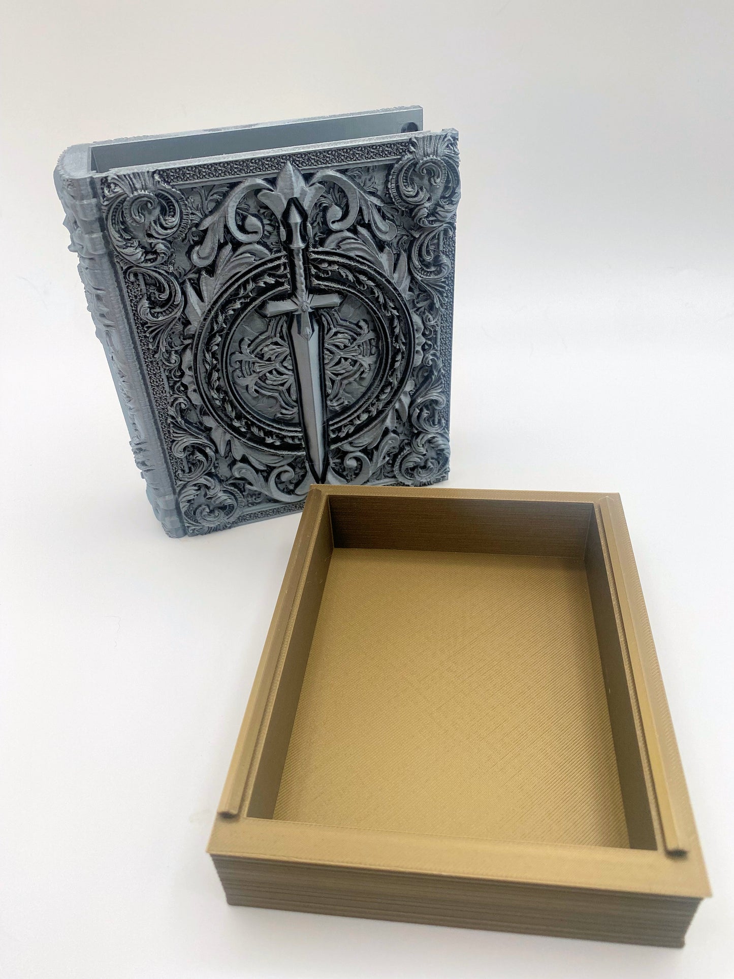 Fighter Tome Storage and Tray - Perfect for Dice, Cards, Tokens, and Mini Dice for MTG DND or other RPG Games