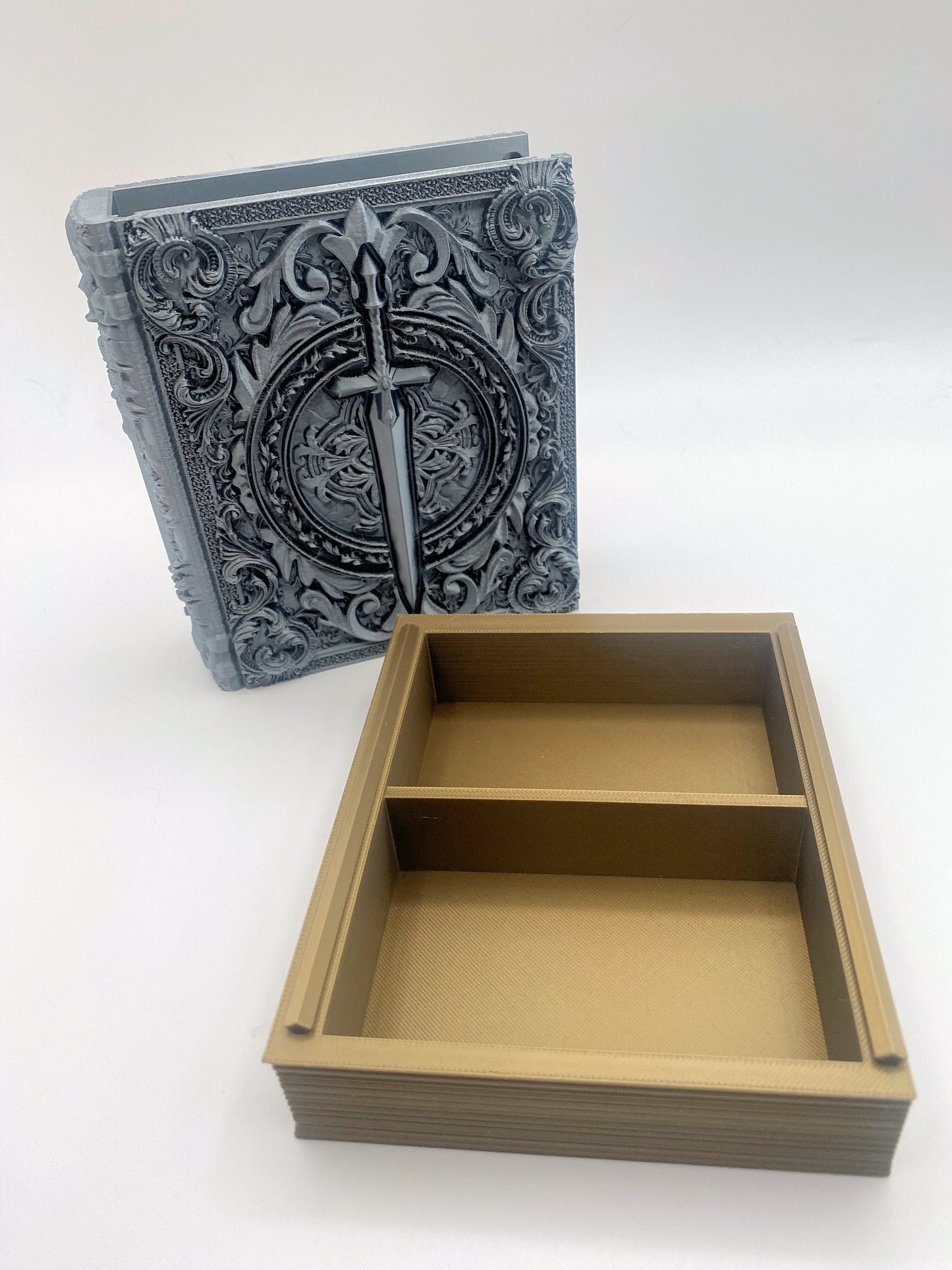 Fighter Tome Storage and Tray - Perfect for Dice, Cards, Tokens, and Mini Dice for MTG DND or other RPG Games