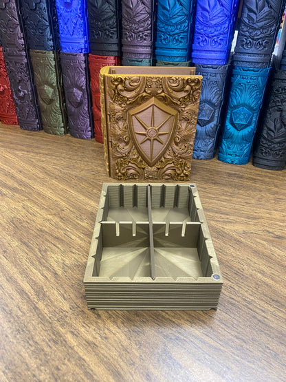 Paladin Reforged Tome DnD Dice Storage Tray | 3D Printed Book Box