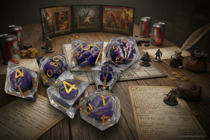 Liquid Core Floating Eyeball Dice 7-Piece Resin RPG Set | D&D
