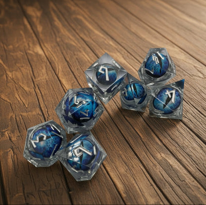 Liquid Core Floating Eyeball Dice 7-Piece Resin RPG Set | D&D