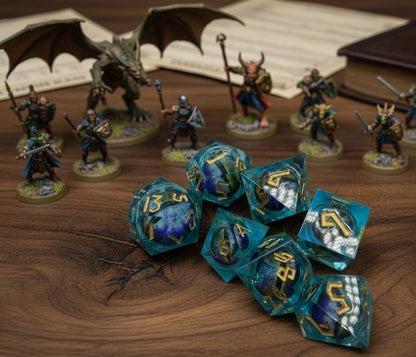 Liquid Core Floating Eyeball Dice 7-Piece Resin RPG Set | D&D