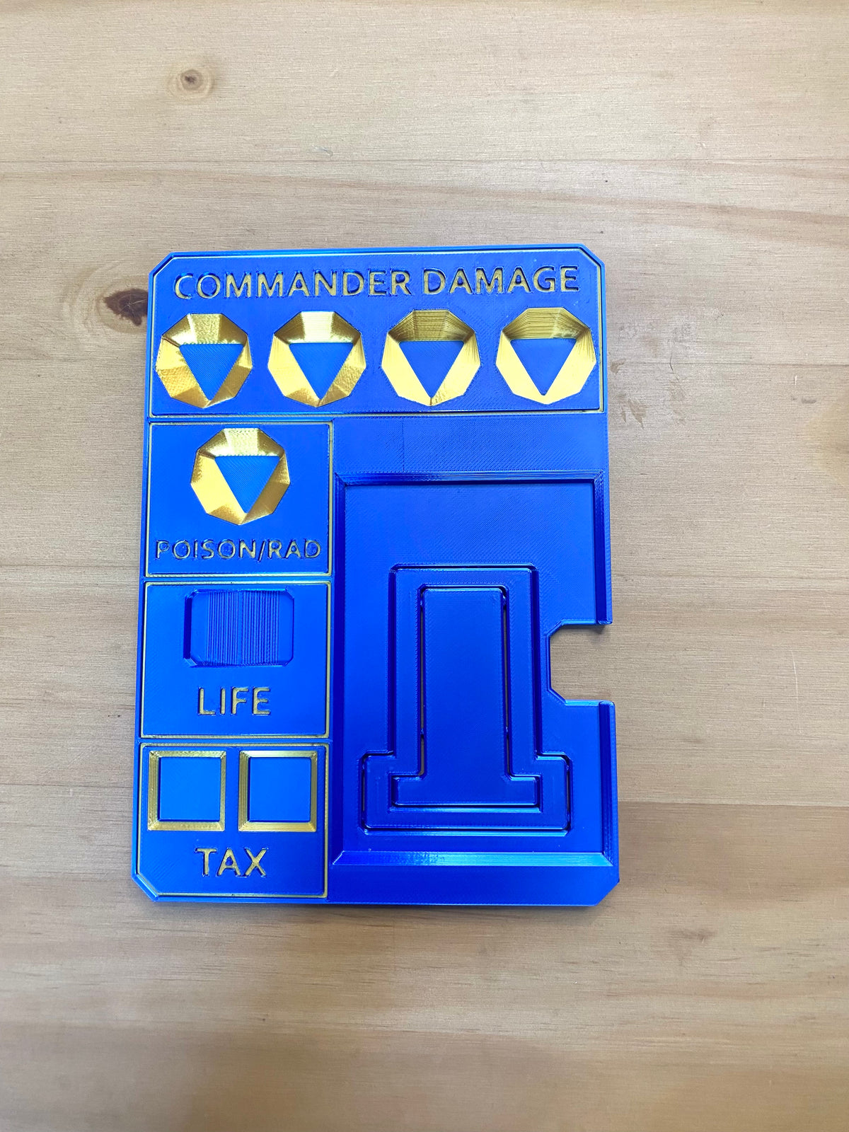 Metallic Blue MTG Commander Tray with Card Stand | 3D Printed EDH Damage Tracker