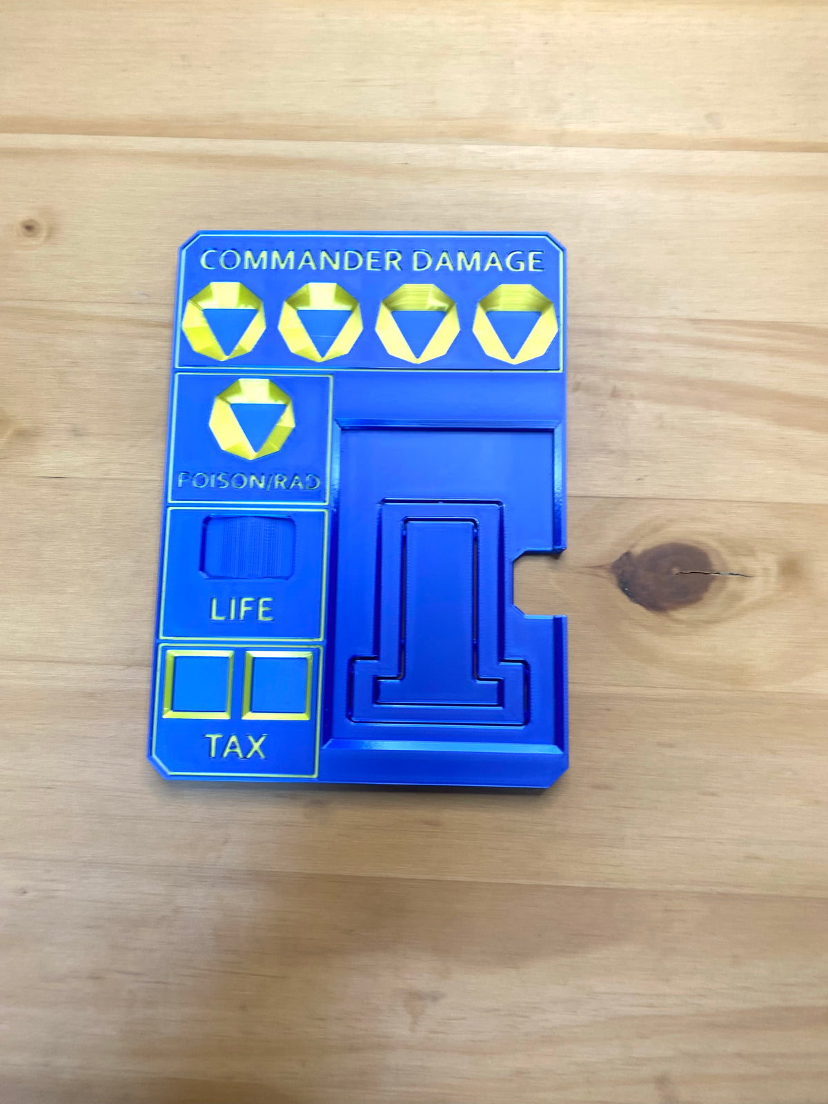 Metallic Blue MTG Commander Tray with Card Stand | 3D Printed EDH Damage Tracker